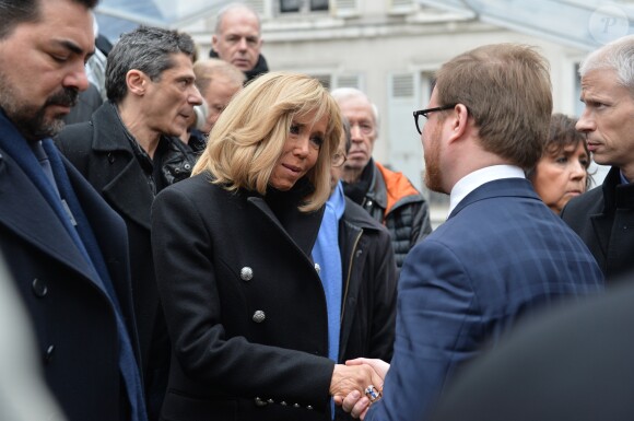 La première dame Brigitte Macron lors des obsèques de Michel Legrand en la cathédrale orthodoxe Saint-Alexandre-Nevsky à Paris, le 1er février 2019.