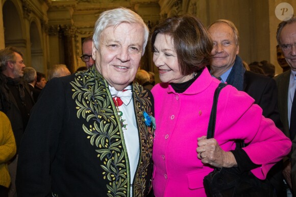 Jacques Perrin et Macha Meril - Installation de Jacques Perrin à l'academie des Beaux-Arts sous la coupole du Palais de l'institut de France, le 6 février 2018. © Cyril Moreau/Bestimage