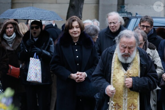 Macha Méril - Obsèques de Michel Legrand - Arrivées au cimetière du Père-Lachaise à Paris le 1er février 2019.-