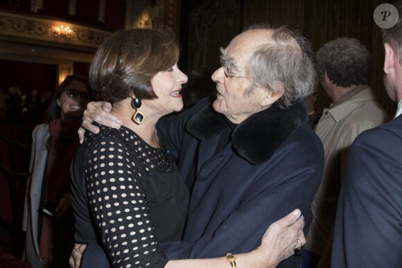 Exclusif - Macha Méril et son mari Michel Legrand au spectacle "Peau d'âne" lors de la réouverture du théâtre Marigny à Paris le 22 novembre 2018. © Olivier Borde - Cyril Moreau / Bestimage
