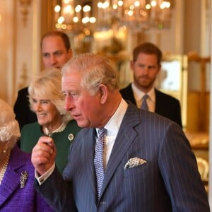 La famille royale britannique réunie pour fêter le 50ème anniversaire de l'investiture du prince Charles au palais de Buckingham, le 5 mars 2019.