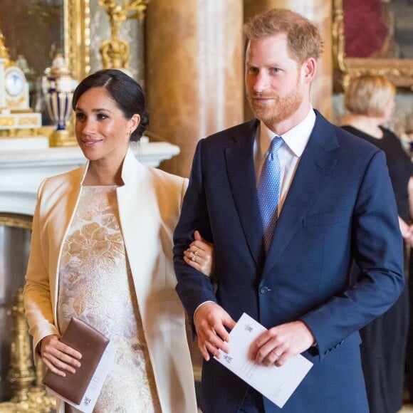 Meghan Markle et le prince Harry - La famille royale britannique réunie pour fêter le 50ème anniversaire de l'investiture du prince Charles au palais de Buckingham, le 5 mars 2019.