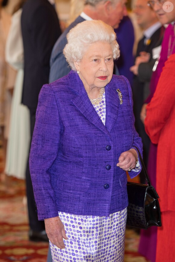 La reine Elisabeth II d'Angleterre - La famille royale d'Angleterre lors de la réception pour les 50 ans de l'investiture du prince de Galles au palais Buckingham à Londres. Le 5 mars 2019