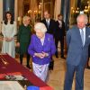 La reine Elisabeth II d'Angleterre et le prince Charles - La famille royale d'Angleterre lors de la réception pour les 50 ans de l'investiture du prince de Galles au palais Buckingham à Londres. Le 5 mars 2019