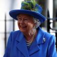 La reine Elisabeth II d'Angleterre en visite à Watergate House, une agence de renseignement britannique chargé de la sécurité et de la cyber-sécurité du pays le 14 février 2019.