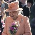 La reine Elisabeth II d'Angleterre se rend à la messe à West Newton le 3 février, 2019