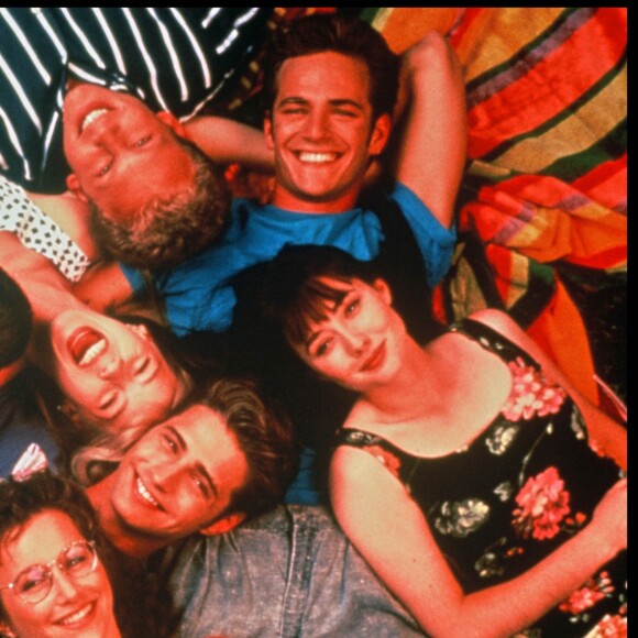 Le casting de la série "Beverly Hills, 90210" en 1991.