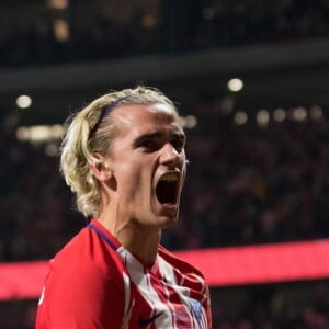 Antoine Griezmann, avec son club de Atlético de Madrid, premier buteur au tout nouveau stade Wanda Metropolitano lors du match contre Malaga à Madrid le 16 septembre 2017.