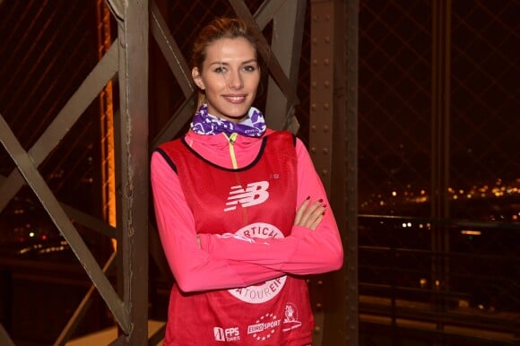 Camille Cerf (Miss France 2015) - Course inédite EcoTrail "La Verticale" à la Tour Eiffel à Paris, le 20 mars 2015.