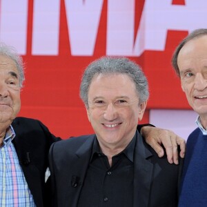 Exclusif - Pierre Perret, Michel Drucker et Jean-Claude Killy - Enregistrement de l'émission "Vivement Dimanche" présentée par M. Drucker à Paris le 6 mars 2019, diffusée le 17 mars. © Guillaume Gaffiot/Bestimage