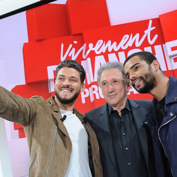 Exclusif - Rayane Bensetti, Michel Drucker et Brahim Zaibat - Enregistrement de l'émission "Vivement Dimanche" présentée par M. Drucker à Paris le 6 mars 2019, diffusée le 17 mars. © Guillaume Gaffiot/Bestimage