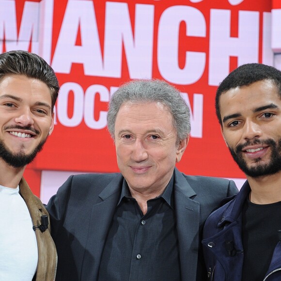 Exclusif - Rayane Bensetti, Michel Drucker et Brahim Zaibat - Enregistrement de l'émission "Vivement Dimanche" présentée par M. Drucker à Paris le 6 mars 2019, diffusée le 17 mars. © Guillaume Gaffiot/Bestimage