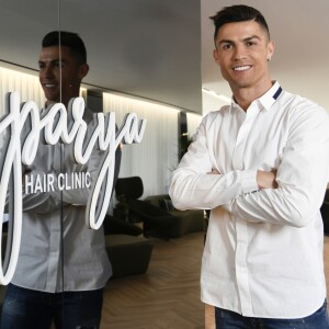 Cristiano Ronaldo ouvre une clinique de greffe de cheveux "Insparya Hair Clinic'" à Madrid, Espagne, le 18 mars 2019.