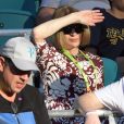Anna Wintour a assisté à l'entrée en lice de Roger Federer dans le Masters 1000 de Miami, le 23 mars 2019, au Hard Rock Stadium.