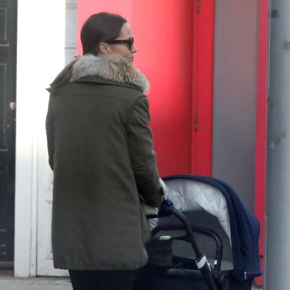 Exclusif - Première sortie en solo pour Pippa Middleton et son fils Arthur à Londres le 22 janvier 2019.