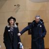 Marion Cotillard et son compagnon Guillaume Canet - Hommage à Agnès Varda à la Cinémathèque française avant ses obsèques au cimetière du Montparnasse à Paris le 2 avril 2019.