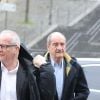 Thierry Frémaux et Pierre Lescure arrivent à l'hommage à Agnès Varda à la Cinémathèque française avant ses obsèques au cimetière du Montparnasse à Paris, France, le 2 avril 2019.