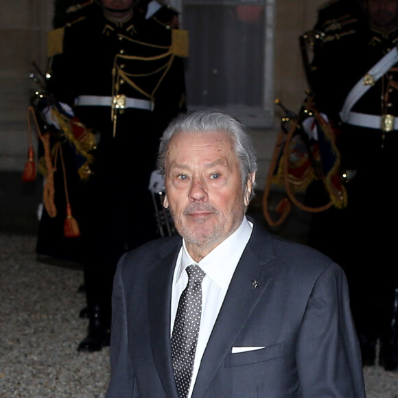 Alain Delon - Dîner d'Etat du président de la République française en l'honneur du président de la République populaire de Chine lors de sa visite d'Etat en France du 24 au 26 mars 2019, au Palais de l'Elysée, à Paris, France, le 25 mars 2019. © Dominique Jacovides/Bestimage