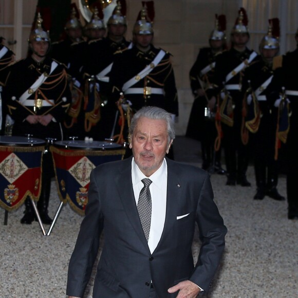 Alain Delon - Dîner d'Etat du président de la République française en l'honneur du président de la République populaire de Chine lors de sa visite d'Etat en France du 24 au 26 mars 2019, au Palais de l'Elysée, à Paris, France, le 25 mars 2019. © Dominique Jacovides/Bestimage