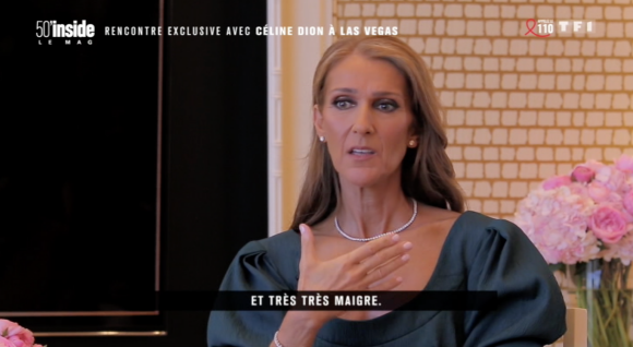 Céline Dion évoque son rôle d'égérie L'Oréal Paris lors d'une conférence de presse à Las Vegas, fin mars. Extrait de l'émission "50' inside" du 6 avril 2019.