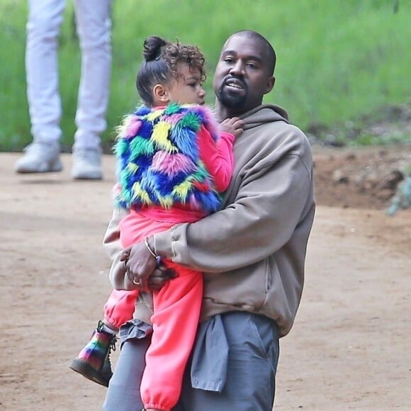 Kanye West et sa fille North West à la messe dominicale à Los Angeles. Le 10 mars 2019