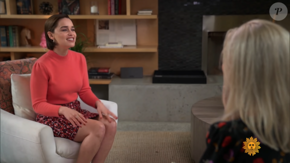 Emilia Clarke se confie sur ses deux AVC pour CBS, le 7 avril 2019.