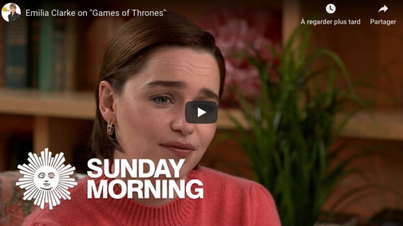 Emilia Clarke dans l'émission "CBS Sunday Morning", le 7 avril 2019.
