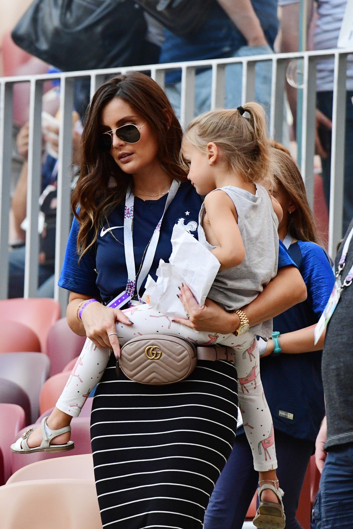 Photo : Marine Lloris et sa fille Anna-Rose - People au stade Loujniki lors  de la finale de la Coupe du Monde de Football 2018 à Moscou, opposant la  France à la