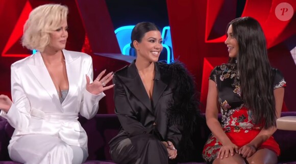 Khloé, Kourtney et Kim Kardashian évoquent sa relation avec Tristan Thompson sur le plateau de l'émission "Jimmy Kimmel Live!", le 2 avril 2019.