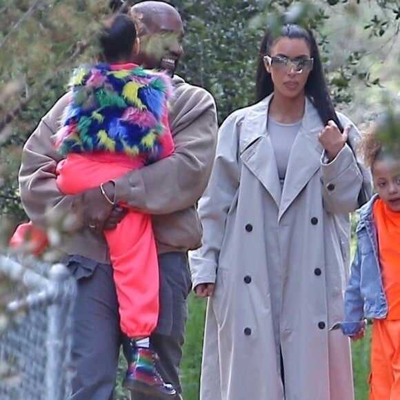 Kim Kardashian, Kanye West et leur fille North West à Los Angeles. Le 10 mars 2019.