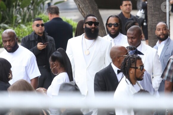 James Harden - Obsèques de Nipsey Hussle (de son vrai nom Ermias Asghedom) au Staples Center à Los Angeles, le 11 avril 2019.