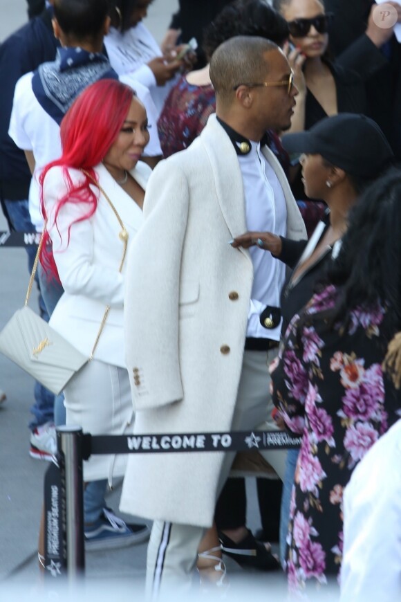 T.I. et son ex-épouse Tiny - Obsèques de Nipsey Hussle (de son vrai nom Ermias Asghedom) au Staples Center à Los Angeles, le 11 avril 2019.