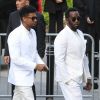 Usher et Diddy - Obsèques de Nipsey Hussle (de son vrai nom Ermias Asghedom) au Staples Center à Los Angeles, le 11 avril 2019.