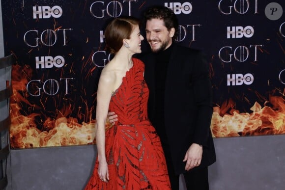 Kit Harrington et sa femme Rose Leslie à la première de "Game of Thrones - Saison 8" au Radio City Music Hall à New York, le 3 avril 2019.