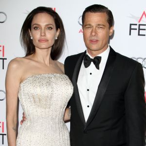 Brad Pitt et sa femme Angelina Jolie - Avant-première du film "By the Sea" lors du gala d'ouverture de l'AFI Fest à Hollywood, le 5 novembre 2015.