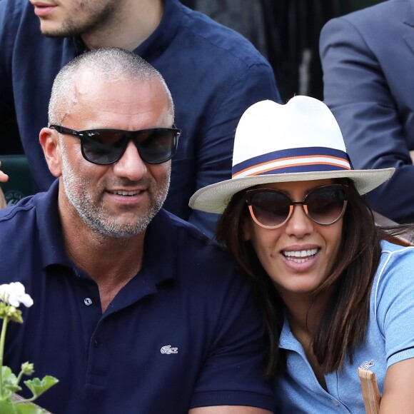 Amel Bent et son mari Patrick Antonelli dans les tribunes des internationaux de tennis de Roland Garros à Paris, France, le 3 juin 2018. © Dominique Jacovides - Cyril Moreau/Bestimage