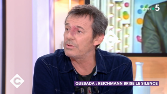 Jean-Luc Reichmann répond à Patrice Laffont au sujet de l'affaire Christian Quesada, le 15 avril 2019 sur le plateau de "C à vous" (France 5).