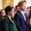 Le prince Harry, duc de Sussex, Meghan Markle, enceinte, duchesse de Sussex, lors de leur visite à Canada House dans le cadre d'une cérémonie pour la Journée du Commonwealth à Londres le 11 mars 2019.