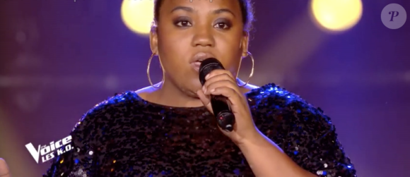 Virginie dans "The Voice 8" sur TF1, le 20 avril 2019.