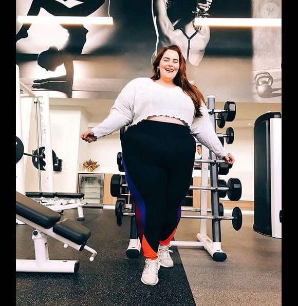 Tess Holliday dans une salle de sport. Avril 2019.