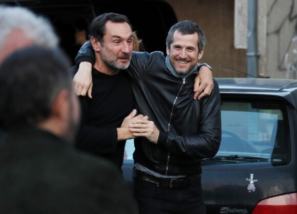 Exclusif - Gilles Lellouche et Guillaume Canet lors de l'avant-première nationale du film "Nous finirons ensemble" (suite des "Petits Mouchoirs") au cinéma le Rex d'Andernos-les-Bains, bassin d'Arcachon, France, le 17 avril 2019. © Patrick Bernard/Bestimage