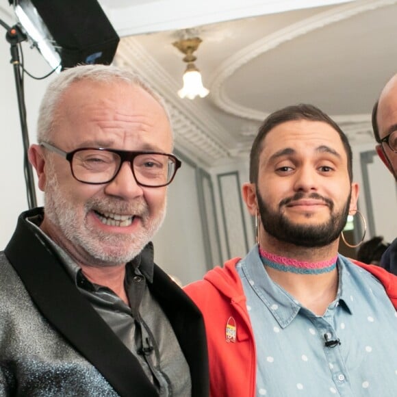 Exclusif - Olivier Baroux, Malik Bentalha et Kad Merad - Backstage de l'enregistrement de l'émission "On refait les grands duos d'humour" au Théâtre de Paris, diffusée le 21 septembre sur France 3. Le 29 mai 2018 © Romual Meigneux-Pierre Perusseau / Bestimage