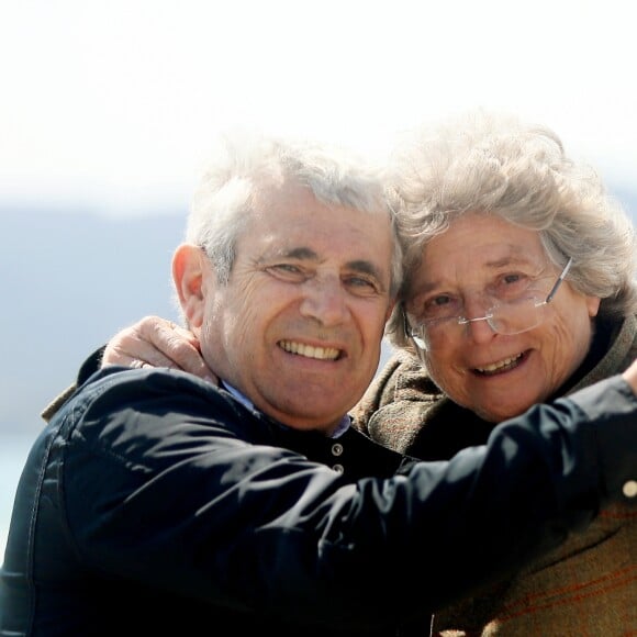 Exclusif - Michel Boujenah et Jacqueline Franjou lors de la conférence de presse de présentation de la saison 2019 du Festival de Ramatuelle sur la plage Serena à Ramatuelle. Le 18 avril 2019 © Valérie Le Parc / Nice Matin / Bestimage