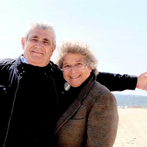 Exclusif - Michel Boujenah et Jacqueline Franjou lors de la conférence de presse de présentation de la saison 2019 du Festival de Ramatuelle sur la plage Serena à Ramatuelle. Le 18 avril 2019 © Valérie Le Parc / Nice Matin / Bestimage