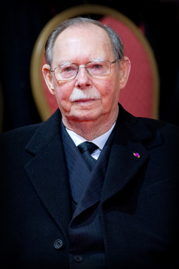 Le grand-duc Jean de Luxembourg le 12 décembre 2014 aux obsèques de la reine Fabiola de Belgique. Le grand-duc est mort dans la nuit du 22 au 23 avril 2019 à l'âge de 98 ans.
