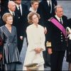 Le grand-duc Jean de Luxembourg et sa femme Joséphine-Charlotte en 1993 lors des funérailles du roi Baudouin de Belgique. Le grand-duc Jean est mort dans la nuit du 22 au 23 avril 2019 à l'âge de 98 ans.