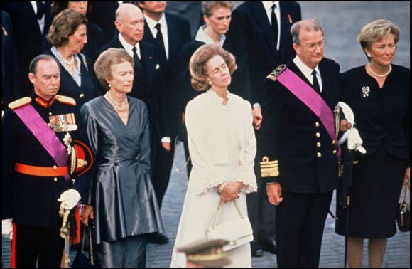 Le grand-duc Jean de Luxembourg et sa femme Joséphine-Charlotte en 1993 lors des funérailles du roi Baudouin de Belgique. Le grand-duc Jean est mort dans la nuit du 22 au 23 avril 2019 à l'âge de 98 ans.