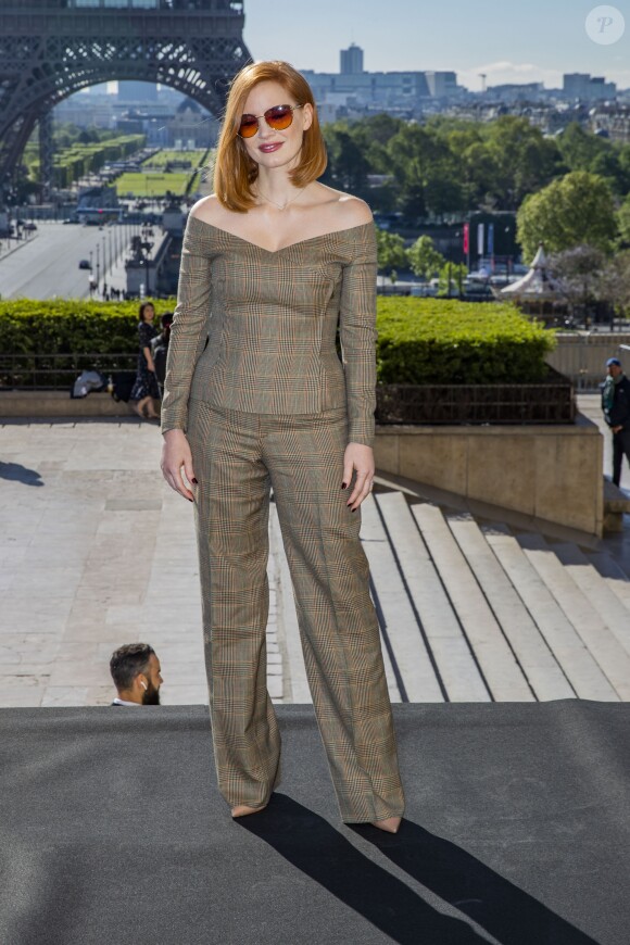 Jessica Chastain au photocall de "X-Men: Dark Phoenix" sur l'esplanade du Trocadéro à Paris, le 26 avril 2019. © Olivier Borde/Bestimage
