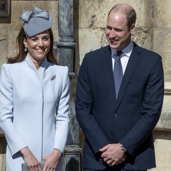 Le prince William, duc de Cambridge, et la duchesse Catherine de Cambridge assistaient le 21 avril 2019 à la messe de Pâques à la chapelle St-George au château de Windsor.