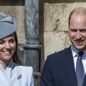 Le prince William, duc de Cambridge, et la duchesse Catherine de Cambridge assistaient le 21 avril 2019 à la messe de Pâques à la chapelle St-George au château de Windsor.